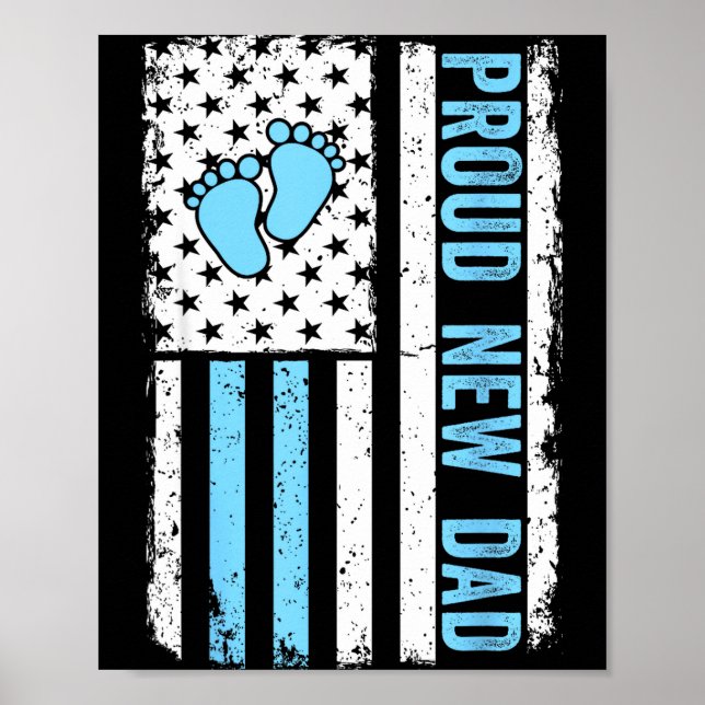 Póster Proud New Dad For Men Funny Fathers Day New Boy Ba (Frente)