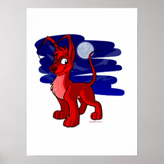 Póster Proud red Gelert by moonlight