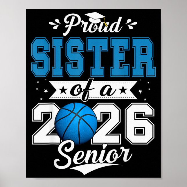 Póster Proud Sister Of A 2026 Senior Basketball Graduatio (Frente)