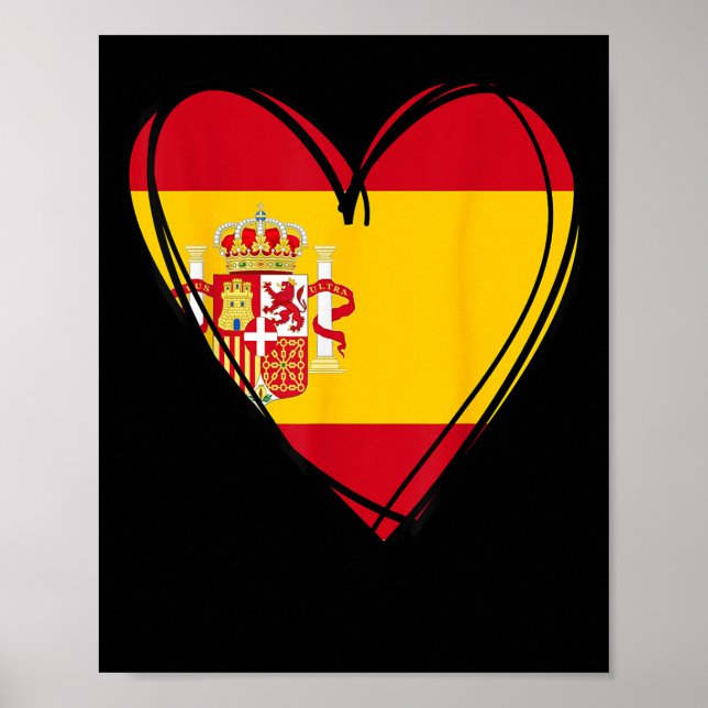 Póster Proud Spanish Boy Girl Aunt Dad Mom Spain Flag Hea (Frente)