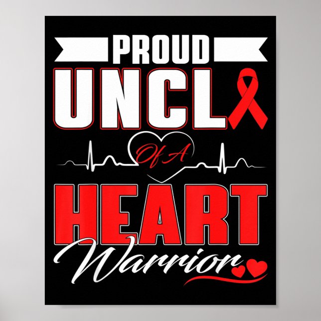 Póster Proud Uncle Of A Heart Warrior Heart Disease Aware (Frente)