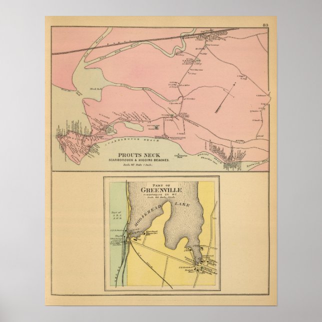 Póster Prouts Neck Scarborough, playas de Higgins (Frente)