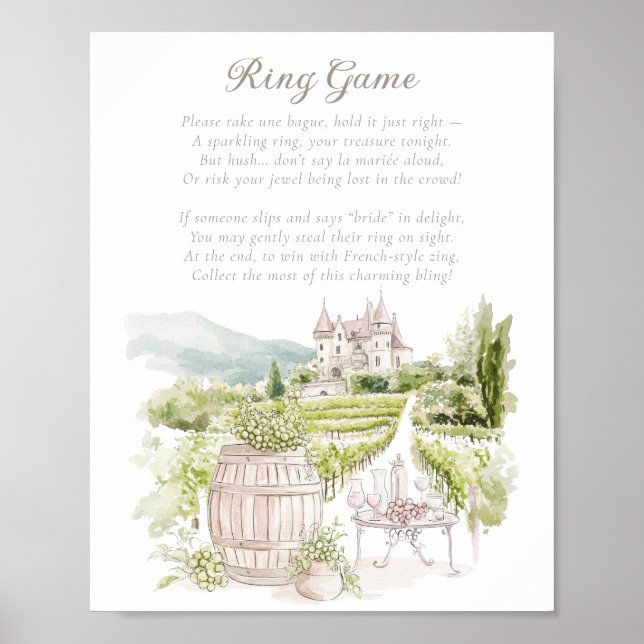 Póster Provence Chateau French Country Ring Game Bridal (Frente)