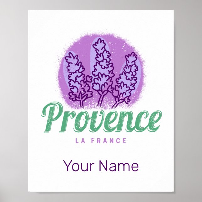 Póster Provenza Retro Lavender Riviera Francesa Francia (Frente)