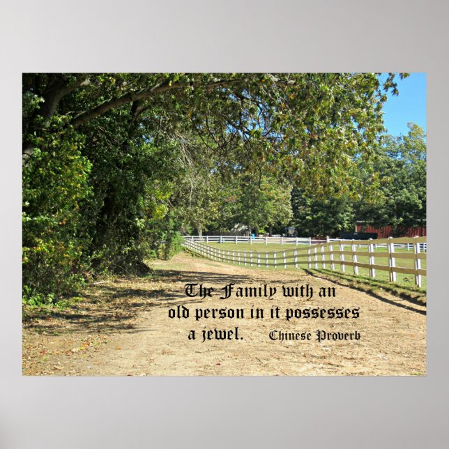 Póster Proverbio chino sobre el valor de los ancianos. (Frente)