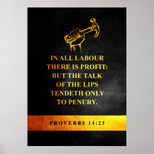 Póster Proverbios 14:23 Biblia Verse