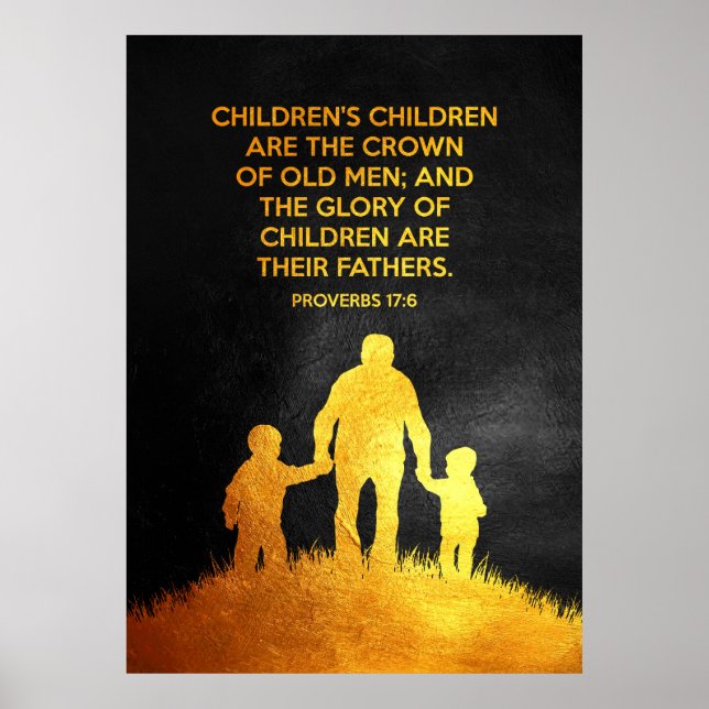 Póster Proverbios 17:6 Verso de la Biblia (Frente)