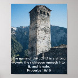 Póster Proverbios 18 fuerte Torre KJV Biblia Verse Wall A