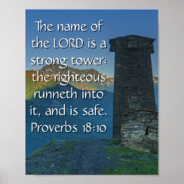 Póster Proverbios 18 Torre Fuerte2 KJV Biblia Verse