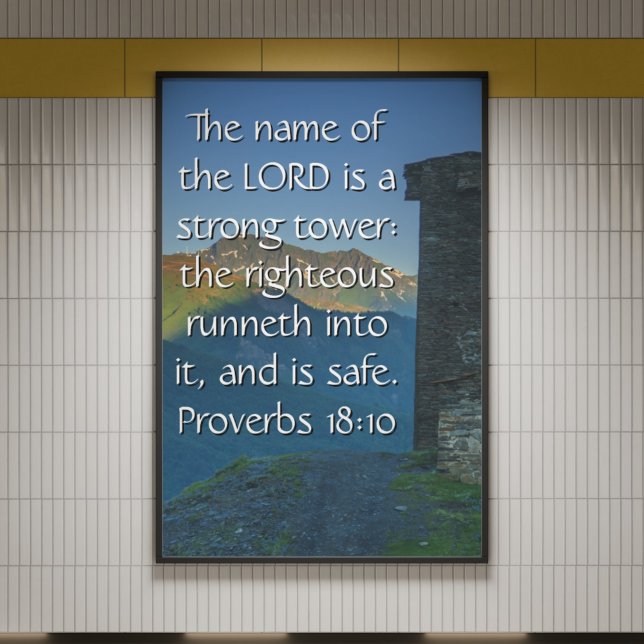 Póster Proverbios 18 Torre Fuerte2 KJV Biblia Verse (Proverbs 18 Strong Tower2 KJV Bible Verse Poster
)