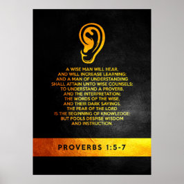 Póster Proverbios 1:5-7 Verso de la Biblia