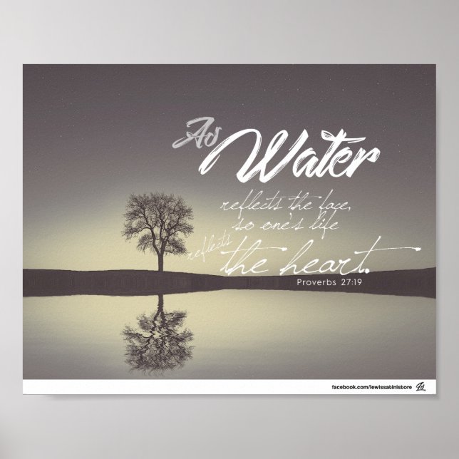 Póster Proverbios 27:19 - Mientras el agua refleja la car (Frente)