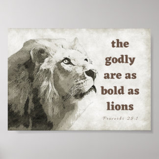 Póster Proverbios 28:1 Negrita como poster de leones