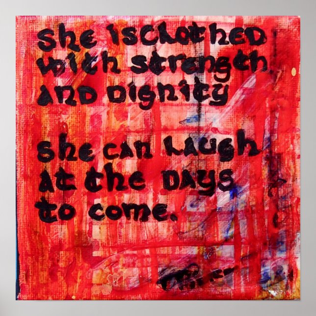 Póster Proverbios 31:25 - Está vestida de fuerza (Frente)