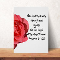 Proverbios 31:25  Personalizado Rosa Roja Verse