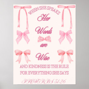 Póster Proverbios 31 Mujer/Verse Biblia/Coquette/Rosa/Gir