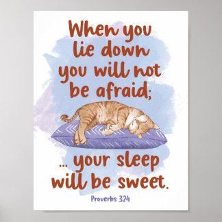 Póster Proverbios 3:24 Tu sueño será un gato dulce