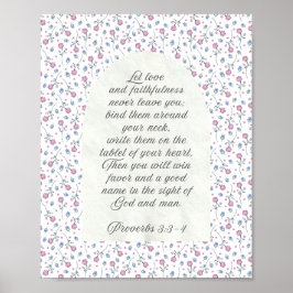 Póster Proverbios 3:3–4 Escritura Floral
