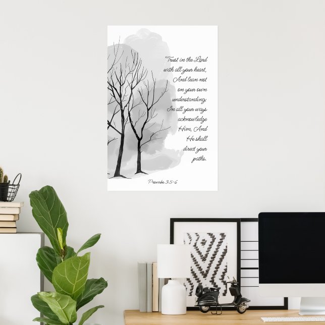 Póster Proverbios 3:5-6 Confía en el Señor (Oficina en casa)