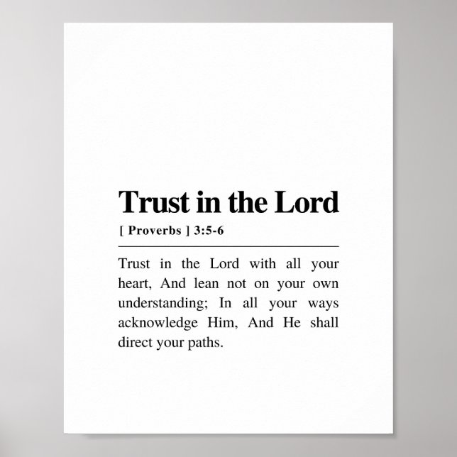 Póster Proverbios 3:5-6 Confía en el Señor (Frente)