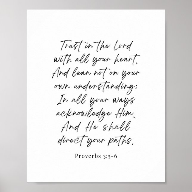 Póster Proverbios 3:5-6 Confía en el Señor (Frente)