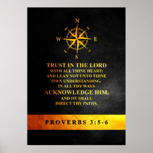 Póster Proverbios 3:5-6 Verso bíblico