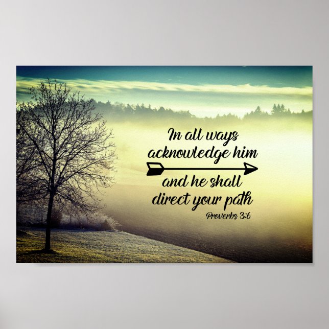 Póster Proverbios 3:6 Dirigirá tu camino Biblia Verse (Frente)