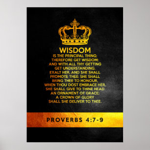 Póster Proverbios 4:7-9 Verso de la Biblia