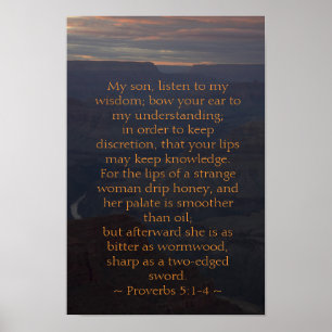 Póster Proverbios 5:1-4 Poster