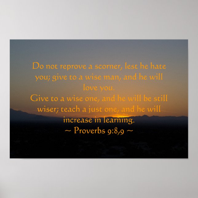 Póster Proverbios 9:8, 9 Poster (Frente)