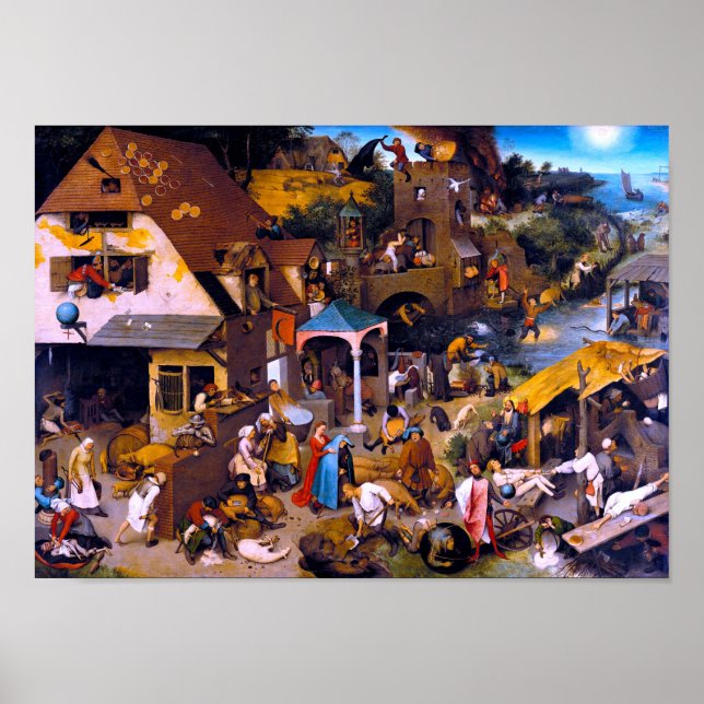 Póster Proverbios de los Países Bajos, Pieter Bruegel, el (Frente)