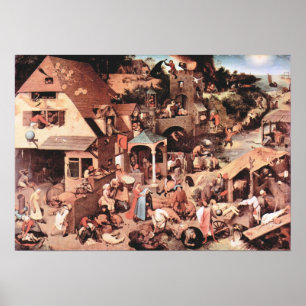 Póster Proverbios del holandés de Pieter Bruegel-The