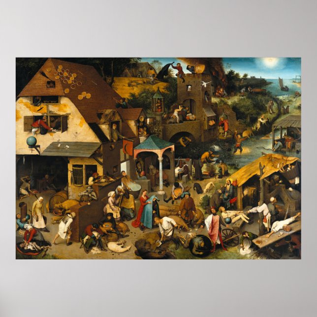 Póster Proverbios holandeses por Pieter Bruegel, el ancia (Frente)