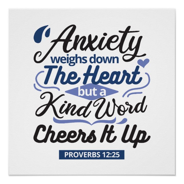 Póster Proverbs 12:25 Bible Verse – Kind Word Art (Anverso)