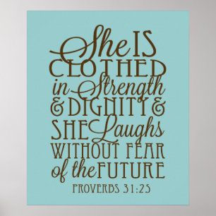 Póster Proverbs 31 - Clothed in Strength & Dignity Brown