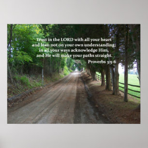 Póster Proverbs 3:5-6 Christian Bible Verse Poster