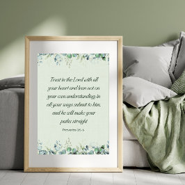 Póster Proverbs 3:5-6 Floral Bible Verse Christian 
