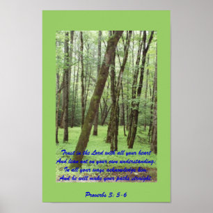 Póster Proverbs 3: 5-6 poster with beautiful green trees