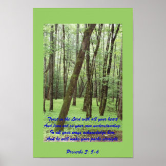 Póster Proverbs 3: 5-6 poster with beautiful green trees