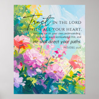 Póster Proverbs 9:10 The fear of the Lord Abstract Floral