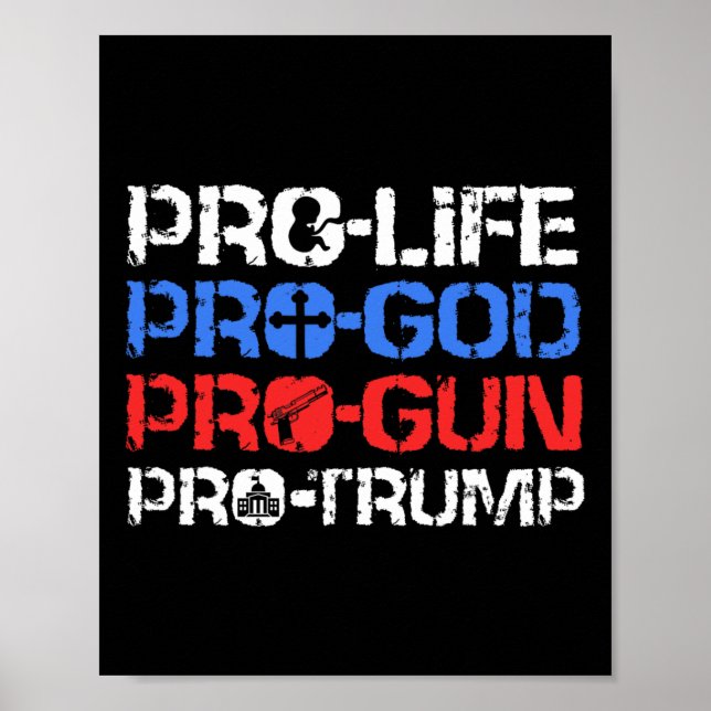 Póster Provida la vida Provida Dios Pro-arma Pro-Trump  (Frente)