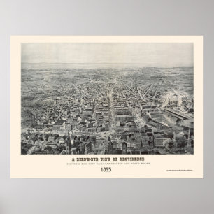 Póster Providence, mapa panorámico de RI - 1894