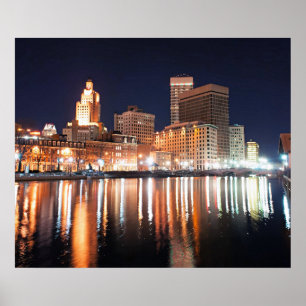 Póster Providence, Rhode Island de noche