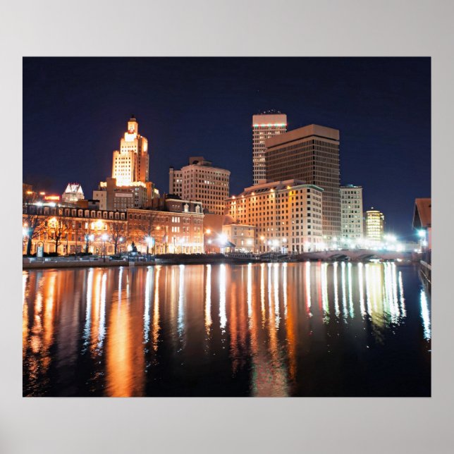 Póster Providence, Rhode Island de noche (Frente)