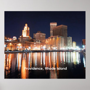 Póster Providence, Rhode Island de noche