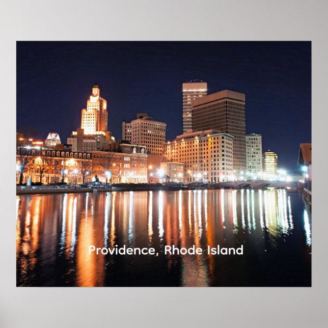 Póster Providence, Rhode Island de noche (Frente)