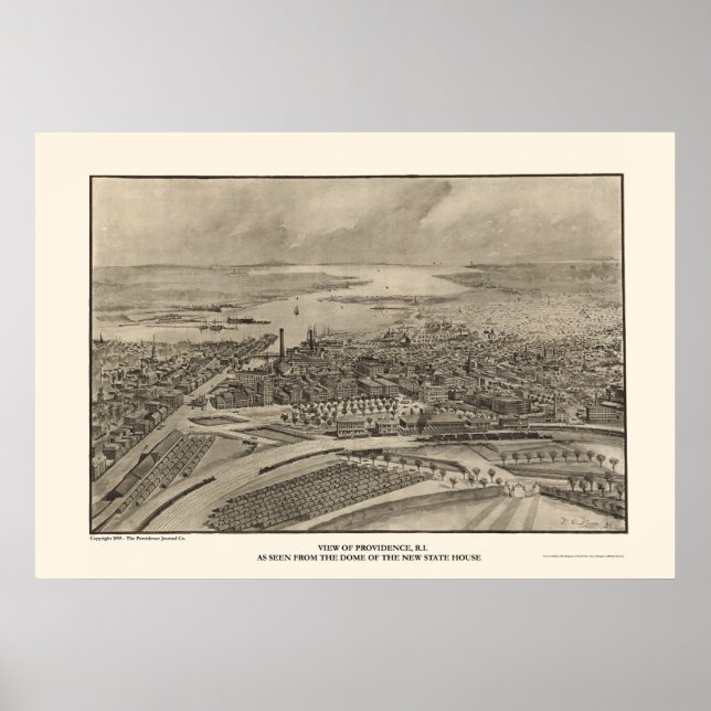 Póster Providence, RI Panoramic Map - 1896 (Frente)