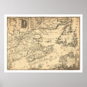 Póster Province of Nova Scotia Canada Map 1776