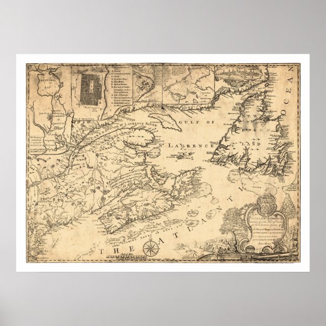 Póster Province of Nova Scotia Canada Map 1776 (Frente)