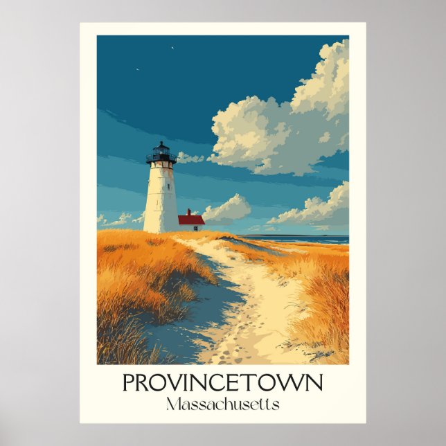 Póster Provincetown MAMÁES Vintage Lighthouse Beach Art (Frente)